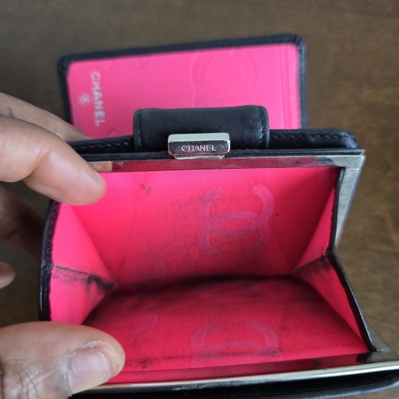 Authentic Chanel Quilted Lambskin Black Pink Wallet Women Coin Pouch Luxury - Picture 13 of 16